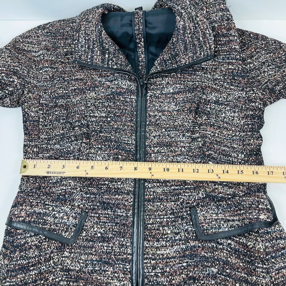 LAFAYETTE 148 Multi-Color Tweed Faux Leather Trim Wool Blend Blazer Jacket SZ 8P - Picture 13 of 14